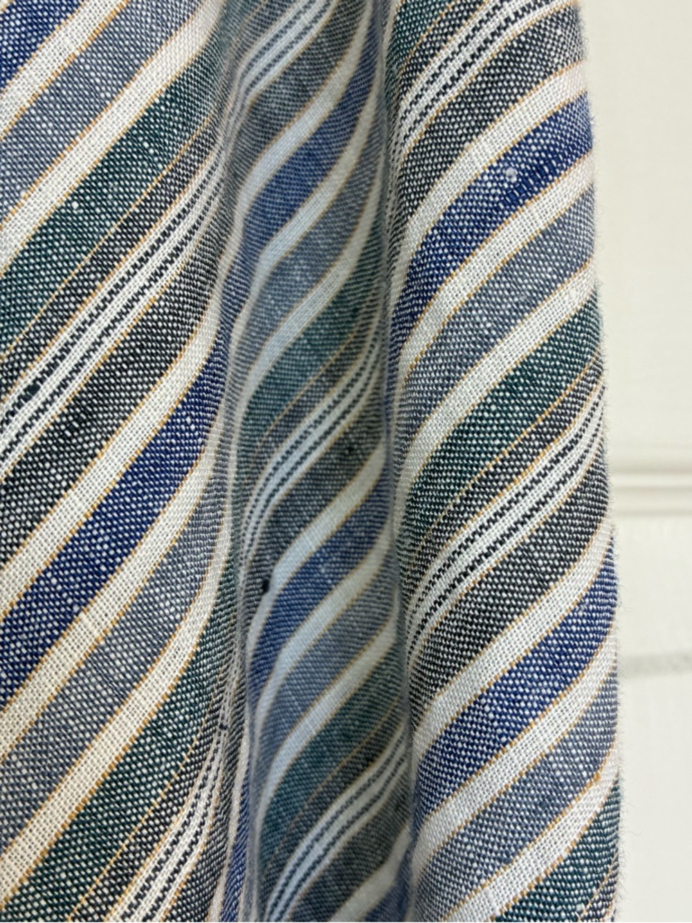 Banana Republic Linen Skirt Womens 10 Side Zip Blue White Tan Diagonal Stripes - Picture 5 of 7